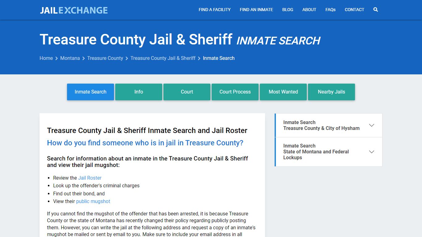 Treasure County Jail & Sheriff Inmate Search - Jail Exchange